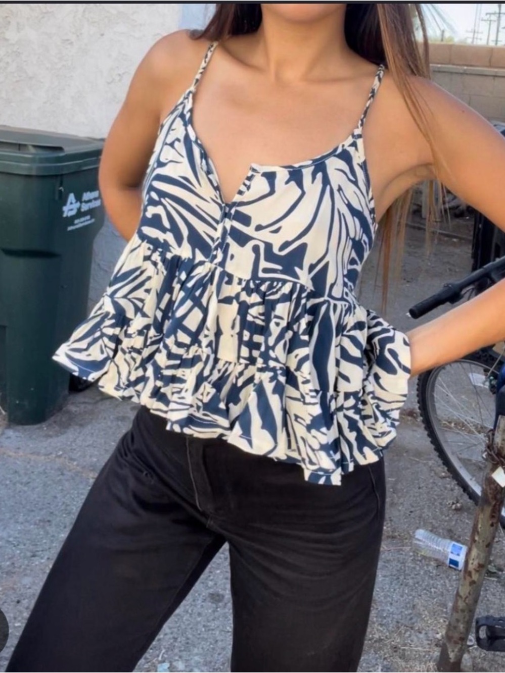 Patrons of Peace Navy and White Ruffle Cami